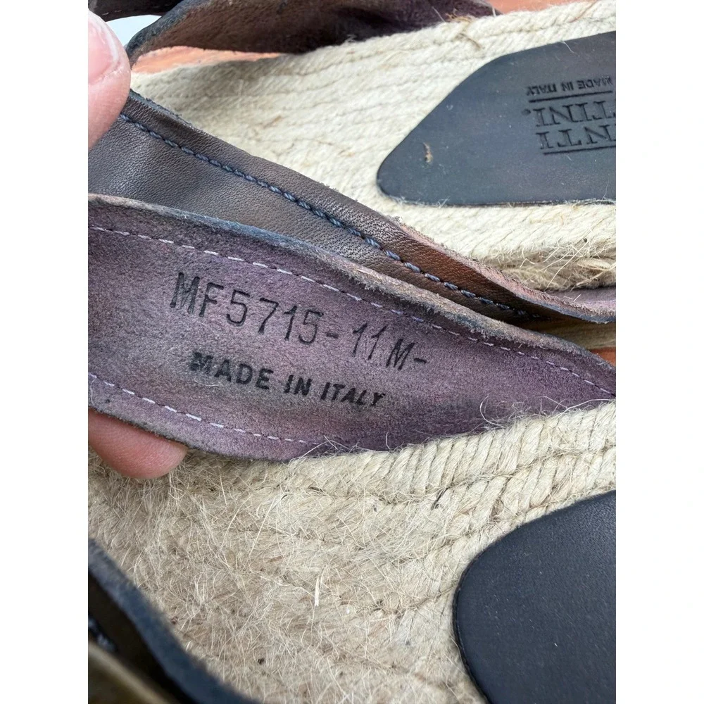 Mercanti Fiorentini MF5715 Sandals Mens 11 Brown Leather Espadrille Flip Flops